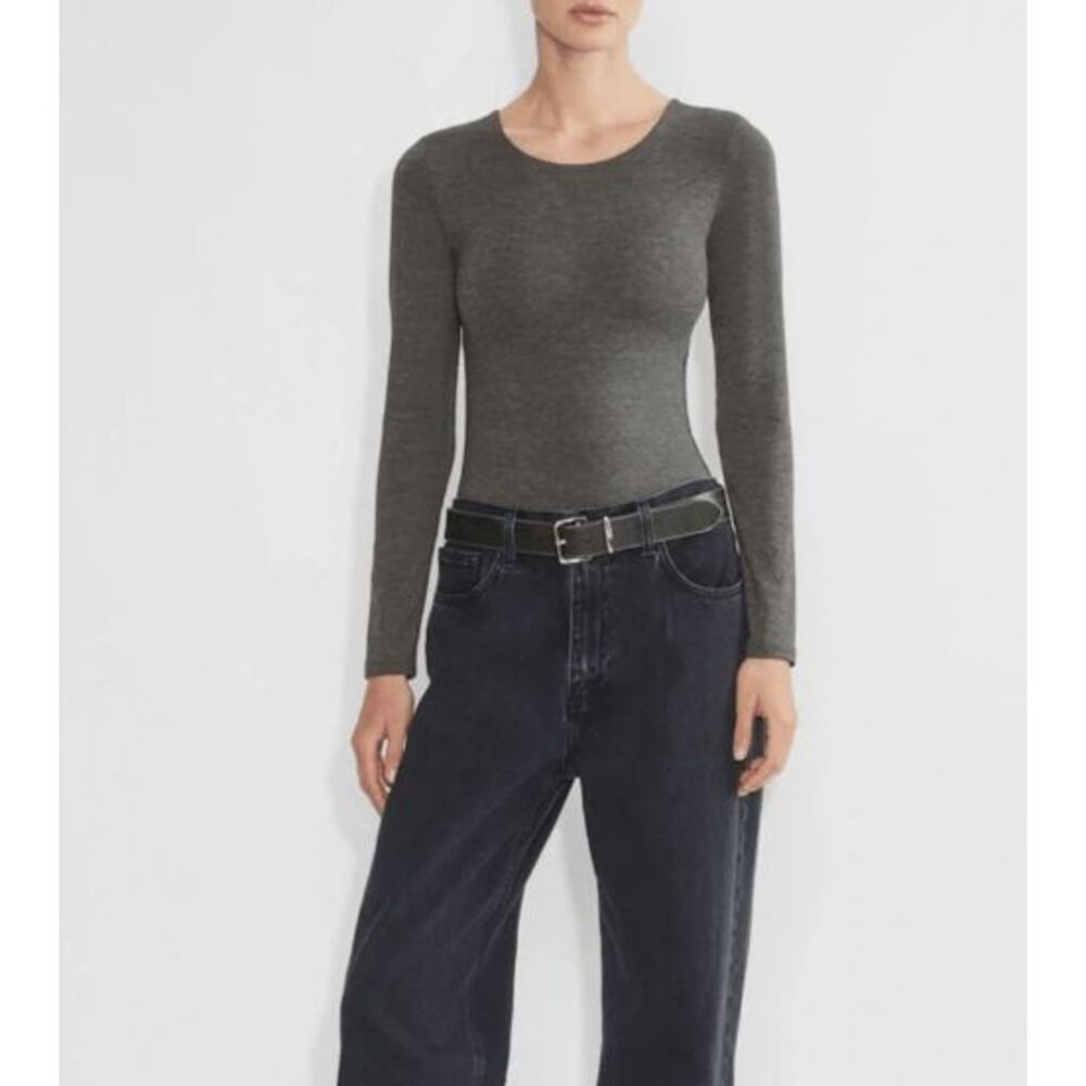 Aritzia Contour Crew Long Sleeve Bodysuit Gray Womens XS NEW